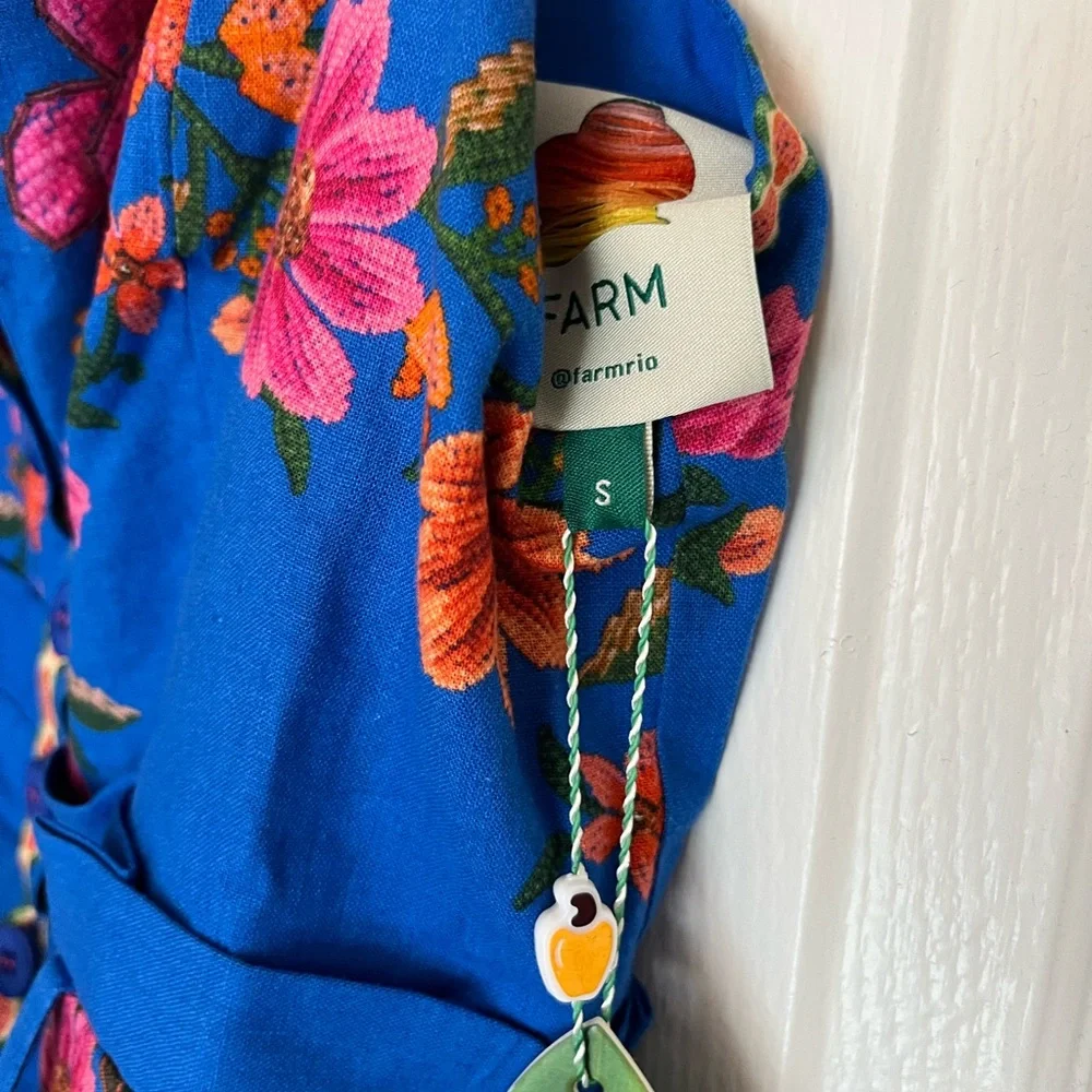 NWT Farm Rio Floral Blue Romper - Picture 6 of 8